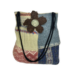 Recycled Collection Susan Todd Knitting Craft Bag Purse Boho Patchwork Cottage